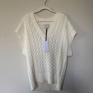 Varley White V-Neck Sweater